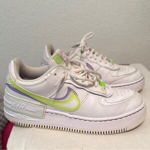 Nike White and Purple Athletic Shoes Air Force 1